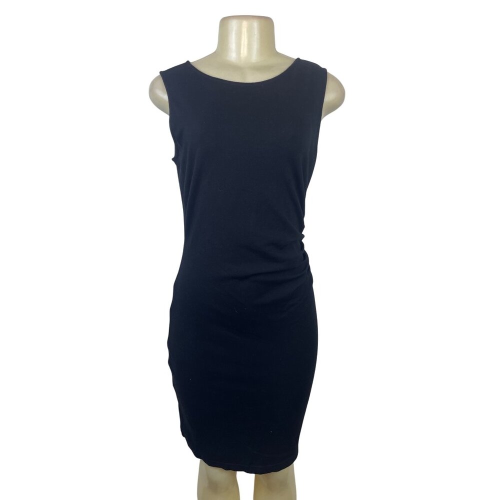 Kenneth Cole Women's Black Sleeveless Bodycon Dress With White Zipper Sz 6